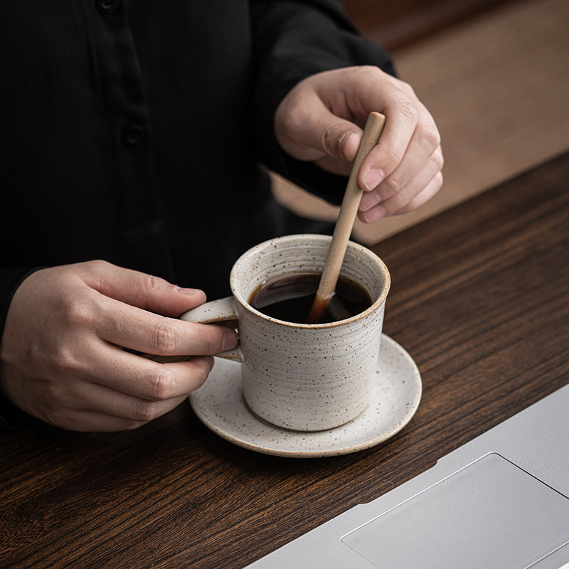 Gohobi Japanese Style Ceramic Coffee Mug with Saucer Set 002