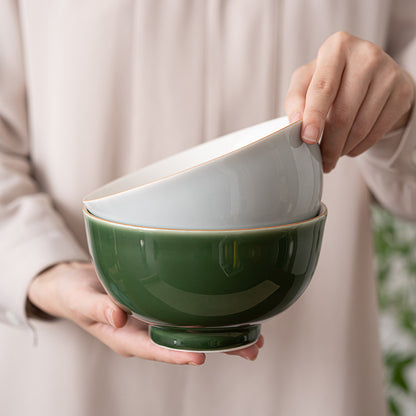 Gohobi Japanese Style Ice Grey and Green Bowl