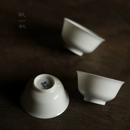 [賦山敘 x Gohobi] A Set of 3 Jingdezhen Jade White Standard Testing Cups 35ml