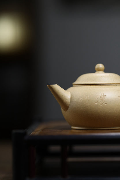 [Chingshui Tang 青水堂] Handmade Yixing Green Zisha Clay Xiaoping Teapot – 100ml Original Ore Benlu Caly with Inner Filter, Semi-Handmade Thin-Walled Gongfu Teapot