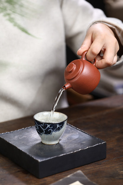 [Chingshui Tang 青水堂] Handmade Yixing Zisha Sandy Purple Clay Teapot – 100ml Handmade Jiangpo Clay Xiao Julun (Small Giant Wheel) Style Teapot, Thin-Walled Small Gongfu Teapot with Built-in Filter