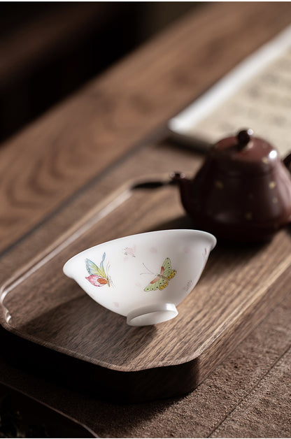 Gohobi Hand-painted Jade White Floral Porcelain Tea Cup