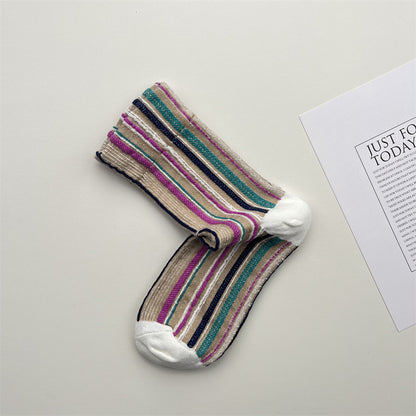 Gohobi Colorful Striped Mid-Calf Socks