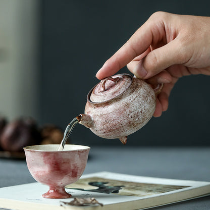 Gohobi Handmade Wooden-fired Pink Paint Teapot