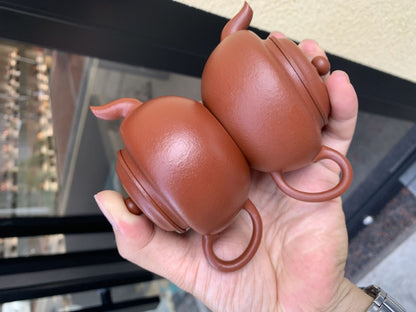 [Chingshui Tang 青水堂] Yixing Red Zisha Clay Teapot – 140ml Handmade Thin-Walled Lotus Seed Style Teapot, Original Ore Zhuni Clay, Small Gongfu Teapot with Built-in Filter