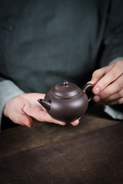 [Chingshui Tang 青水堂] Handmade Yixing Celadon Zisha Clay Shui Ping Teapot 100ml – Original Ore Tianqing Clay Thin-Walled Gongfu Tea Teapot with Built-In Filter