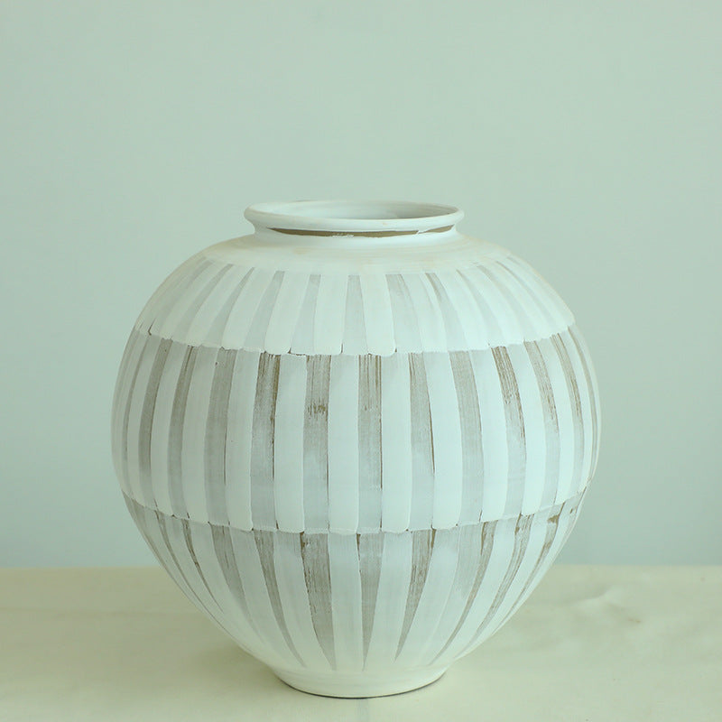 Gohobi Wabi-Sabi White Coarse Pottery Vase