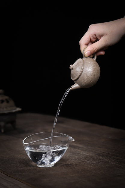 [Chingshui Tang 青水堂] Handmade Yixing Zisha Sandy Purple Clay Teapot – 130ml Handmade Original Ore Qing Jiangpo Clay Bala Shui Ping Teapot, Small Gongfu Purple Clay Teaware with Built-in Filter