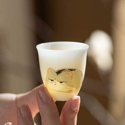 Gohobi White Jade Clay Chinese Zodiac Gongfu Tea Cup – Personal Ceramic Master Cup for Home Use and Gift