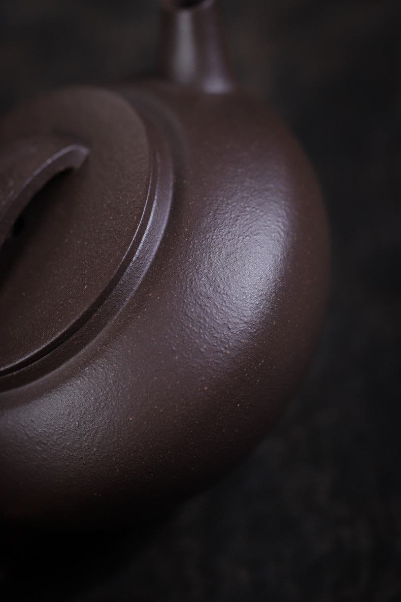 [Chingshui Tang 青水堂] Handmade Yixing Purple Zisha Clay Teapot – 120ml Original Ore Tianqing Clay Ruihu (Auspicious Tiger) Style Gongfu Teapot with Built-in Filter