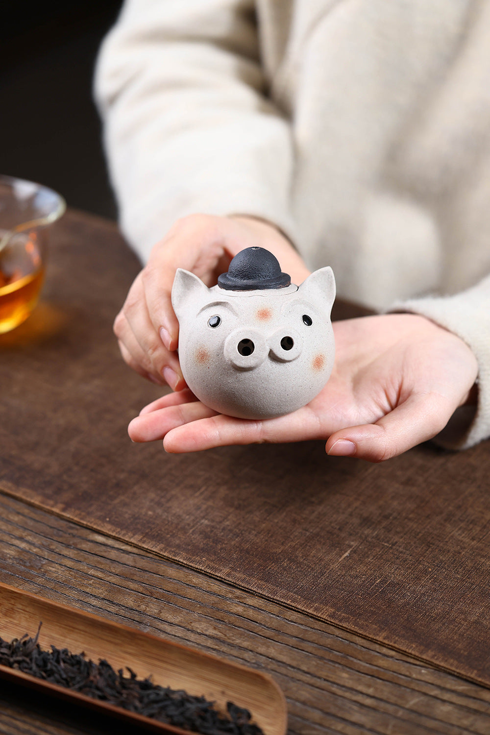 Gohobi Yixing Purple Clay Pig Head Teapot – Handmade Cute Pig Teapot