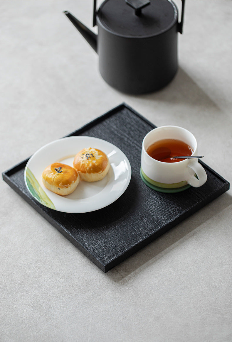 Gohobi Japanese-style Wabi-Sabi Teak Black Brown Square Tray 009