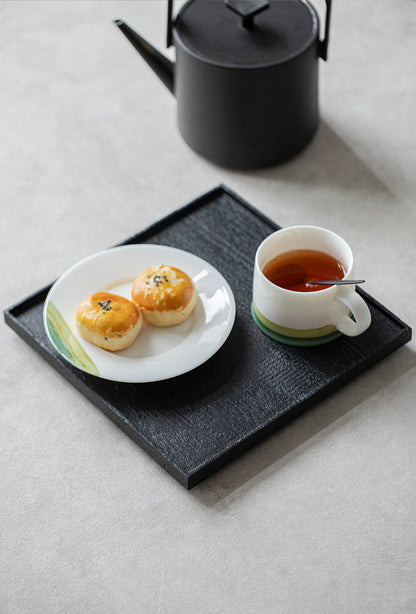 Gohobi Japanese-style Wabi-Sabi Teak Black Brown Square Tray 009