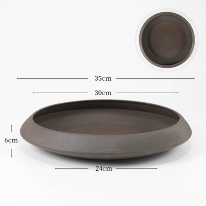 ohobi Frosted Ceramic Ikebana Bowl – Large Zen Flower Arrangement Water Plate