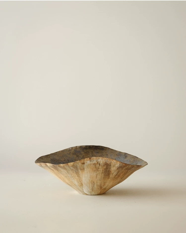 Gohobi Japanese Wabi-Sabi Lotus Leaf Ceramic Plate – Decorative Flower and Fruit Dish