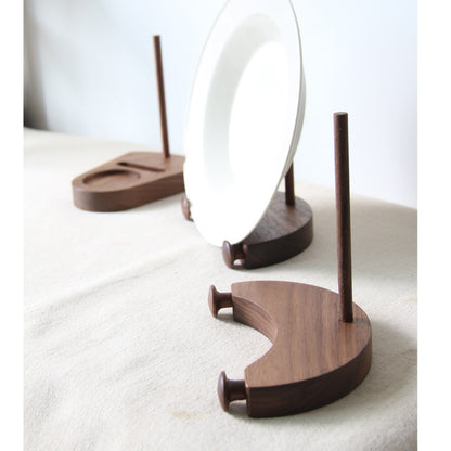 Gohobi Black Walnut Plate Display Rack