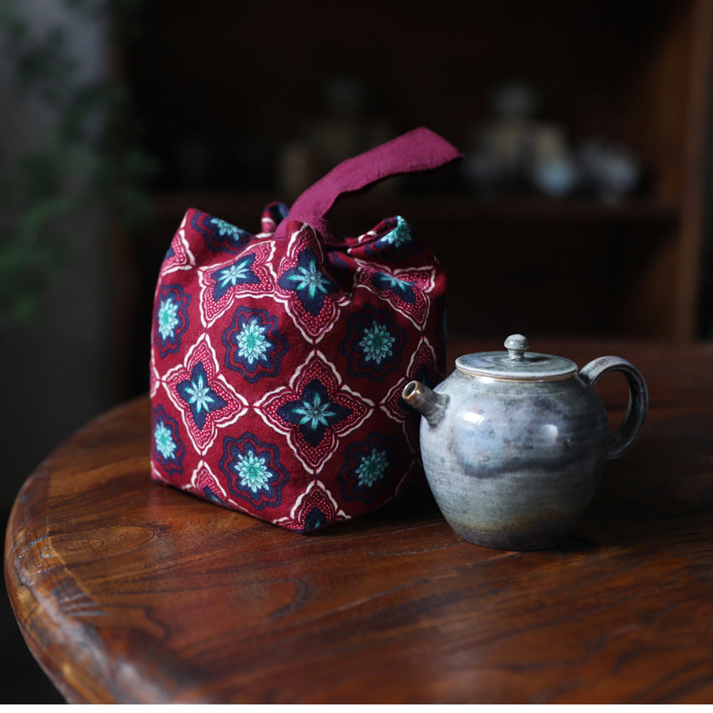 Gohobi Floral Old Pattern Teaware Storage Travel Bag