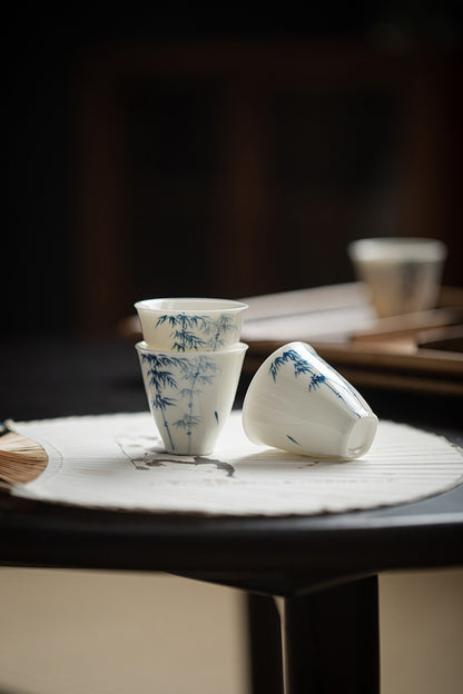 Gohobi Celadon Blue and White Bamboo Teacup