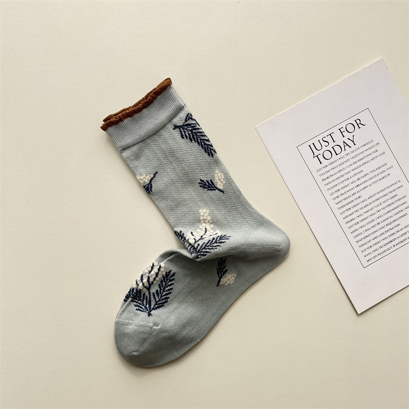 Gohobi Korean Floral Mesh Mid-Calf Socks