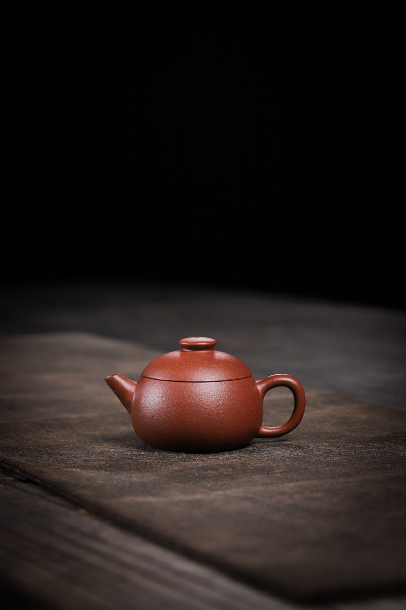 [Chingshui Tang 青水堂] Handmade Yixing Zisha Sandy Purple Clay Teapot – 90ml Handmade Original Ore Jiangpo Clay Bowl-Shaped Teapot, Thin Body with Built-in Filter, Gongfu Small Teaware