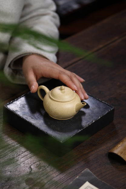 [Chingshui Tang 青水堂] Handmade Yixing Green Zisha Clay Xiaoping Teapot – 100ml Original Ore Benlu Caly with Inner Filter, Semi-Handmade Thin-Walled Gongfu Teapot