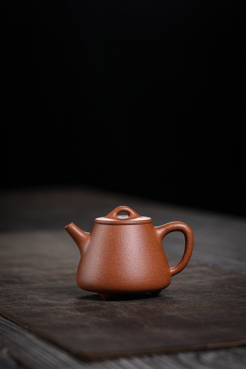 [Chingshui Tang 青水堂] Handmade Yixing Zisha Sandy Purple Clay Teapot 150ml – Original Ore Golden Jiangpo Clay Gaoshi Piao Teapot, Lightweight Body for Gongfu Tea Brewing