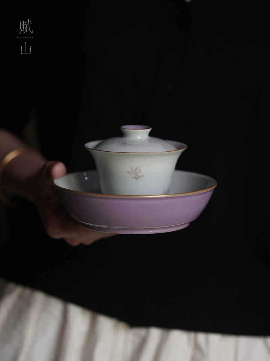 [賦山敘 x Gohobi] "Dai Zi Sanduo" Hand-Painted Pastel Tea Tray – Dry Brewing Tray / Teapot Base / Fruit Plate