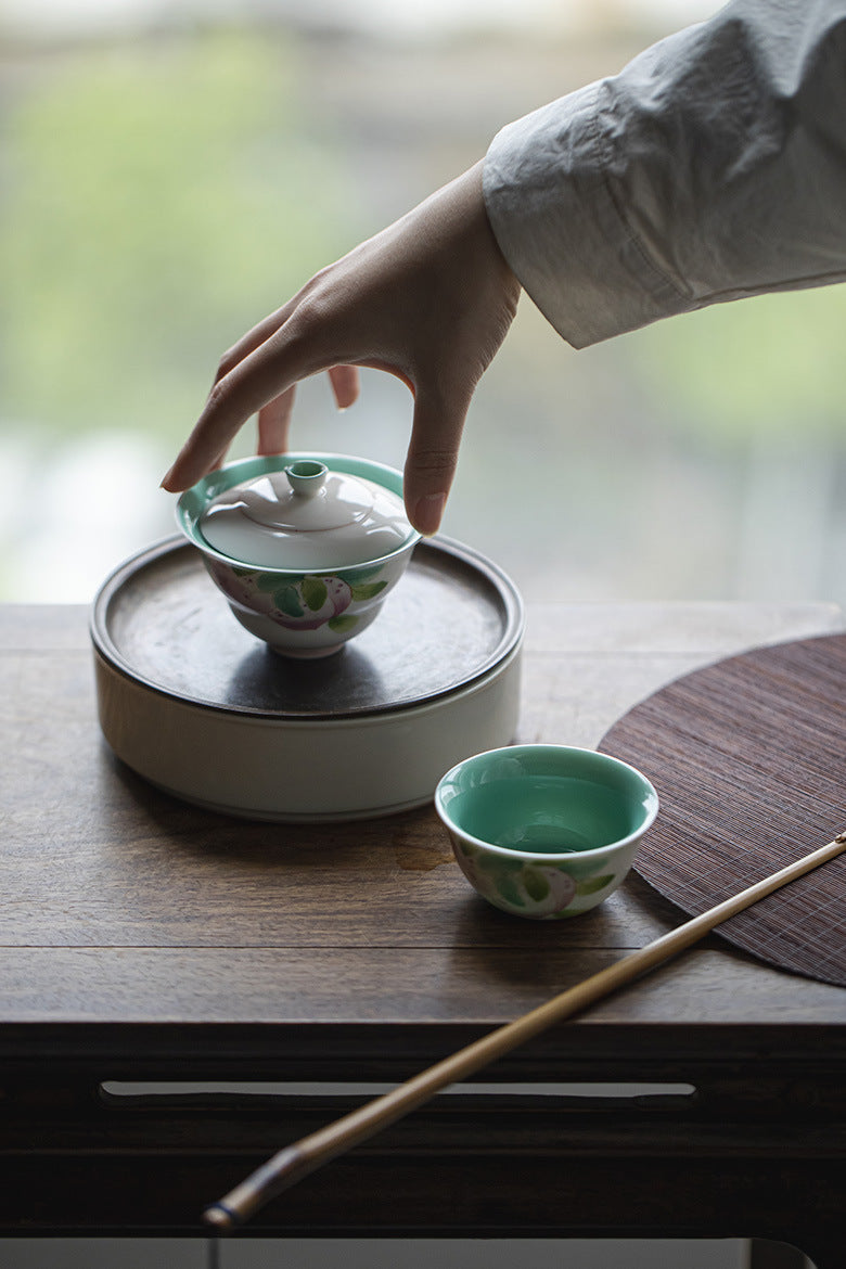 Gohobi Hand-Painted Longevity Peach Gaiwan