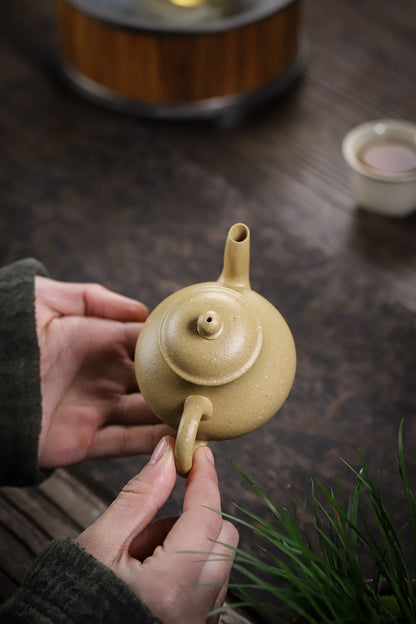 [Chingshui Tang 青水堂] Handmade Yixing Green Zisha Clay Si Ting Teapot – 130ml Original Ore Clay Gongfu Teapot with Built-in Filter