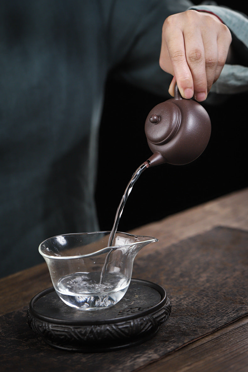 [Chingshui Tang 青水堂] Handmade Yixing Celadon Zisha Clay Teapot – 110ml Handmade Tianqing Paozun Shui Ping Teapot, Thin Body with Built-in Filter, Original Ore Purple Clay Teaware