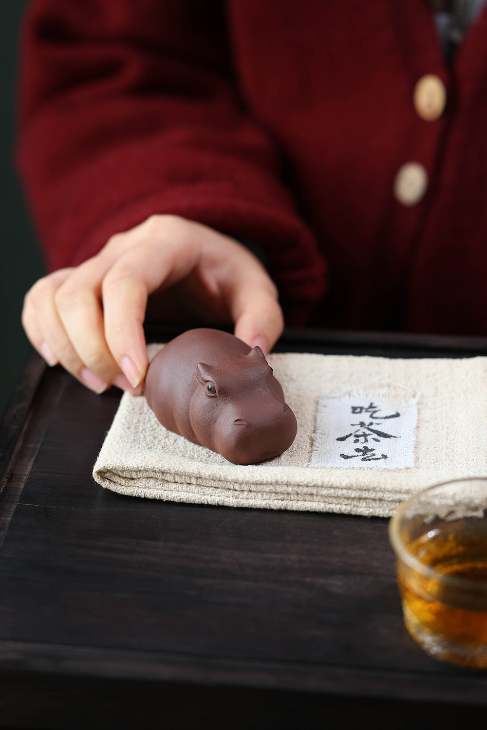 Gohobi Yixing Purple Clay Hippo Tea Pet – Handmade Zisha Tea Ceremony Ornament