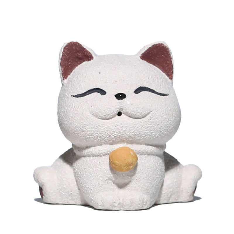 Gohobi Handmade Ceramic YiXing Clay Lucky Cat Ornament Tea pet