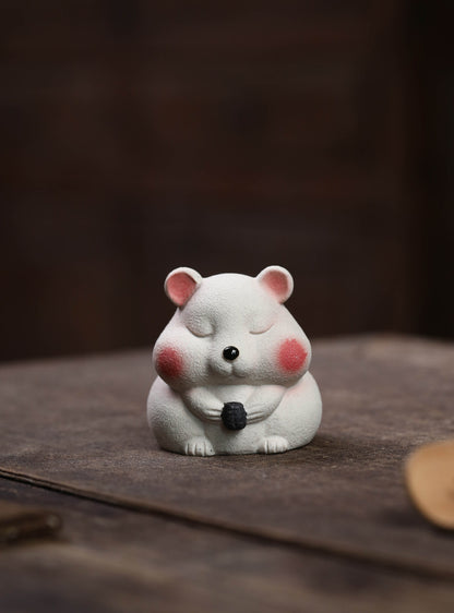 Gohobi Yixing Purple Clay Mouse Tea Pet – Handmade Lucky Ornament
