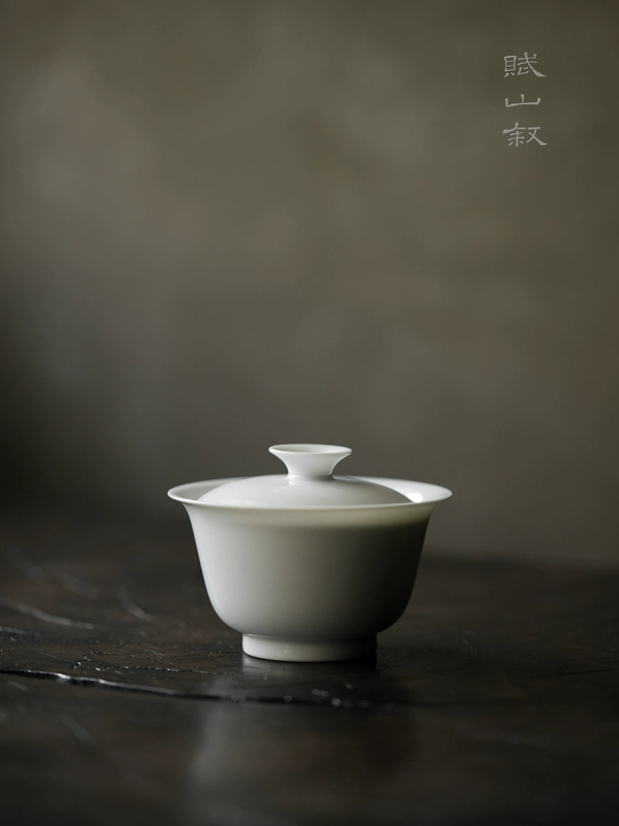 [賦山敘 x Gohobi] Jingdezhen Handmade Tea Testing Jade White Ceramic Gaiwan