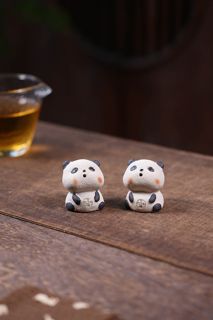 Gohobi Yixing Purple Clay Panda Tea Pet – Incense Holder and Lid Rest
