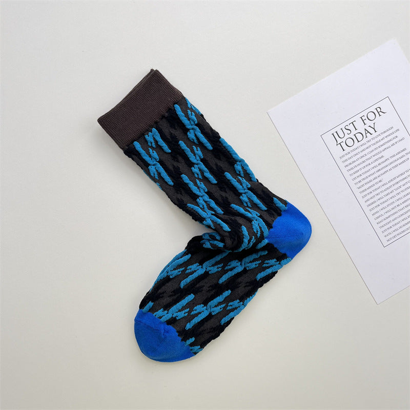 Gohobi Geometric Embossed Irregular Pattern Socks
