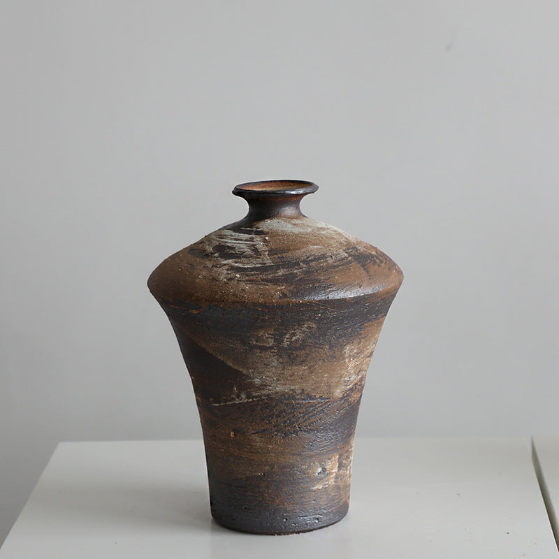 Danish style ceramic white wabi sandy wind coarse pottery vase