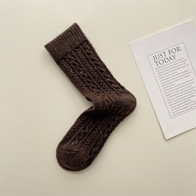 Gohobi Cable Knit Wool Mid-Calf Socks