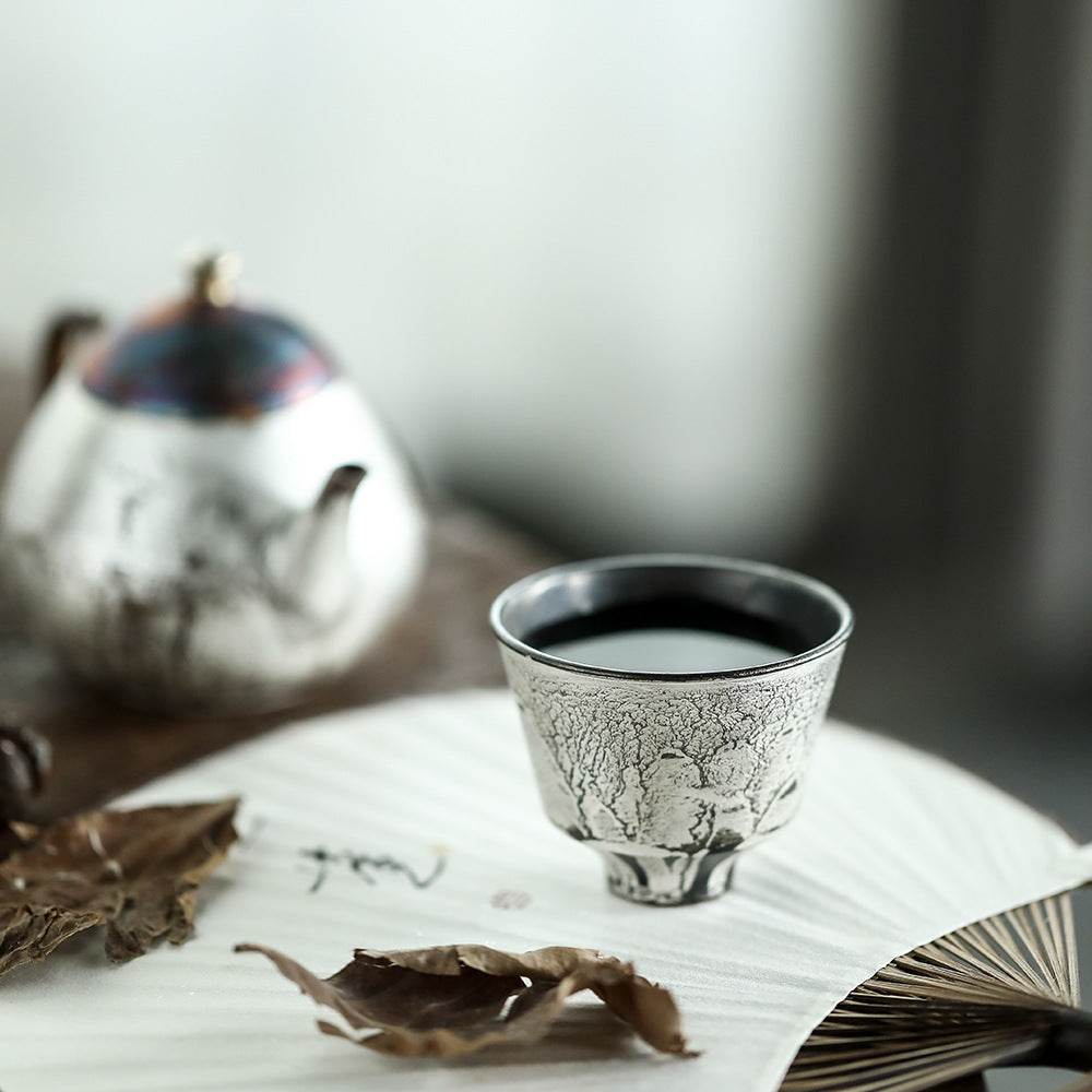 Gohobi Handmade Ceramic Forst Silver Tea Cup