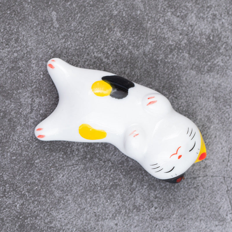 Gohobi Ceramic Lucky Cat Chopstick Rest