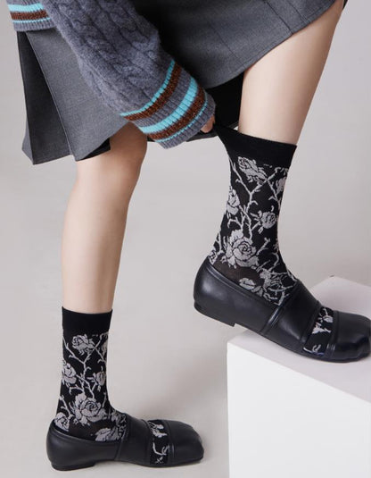 Gohobi Vintage Botanical Embossed Cotton Socks