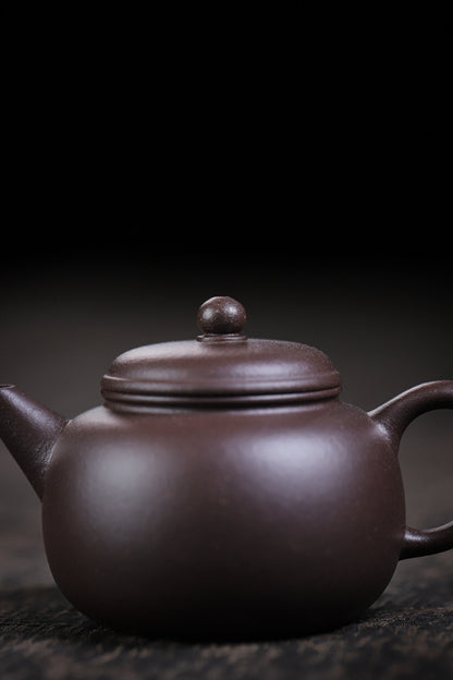 [Chingshui Tang 青水堂] Handmade Yixing Celadon Zisha Clay Teapot – 110ml Handmade Tianqing Paozun Shui Ping Teapot, Thin Body with Built-in Filter, Original Ore Purple Clay Teaware