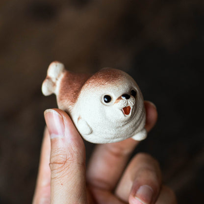 Gohobi Yixing Purple Clay Seal Tea Pet – Handmade Marine Animal Zisha Ornament