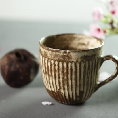 Gohobi Handmade White Brown Ceramic Coffee Cup Mug