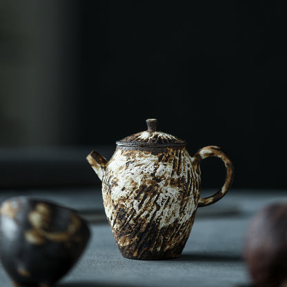 Gohobi Handmade Wooden-fired White Paint Teapot