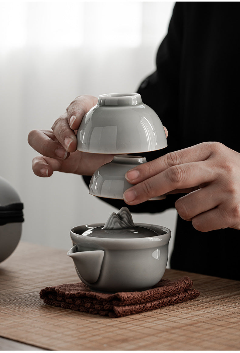 Gohobi Japanese Style Ice Grey Gaiwan Tea Set 004