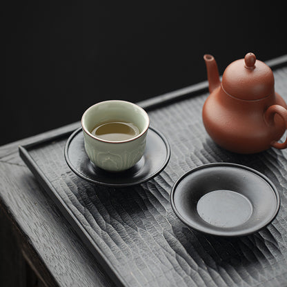 Gohobi Black Walnut Wood Tea Coaster – Round Solid Wood Tea Cup Holder