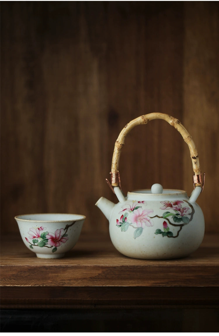 Gohobi Hand-painted Floral Tea Set Teapot Tea cup