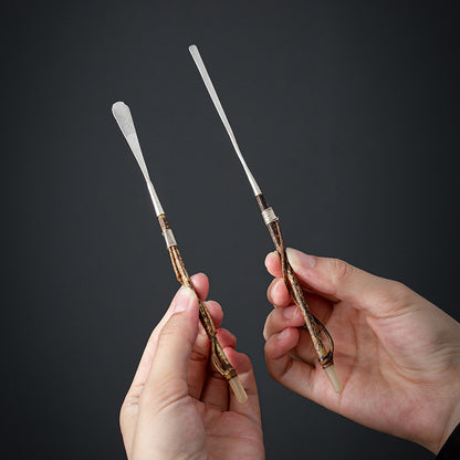 Gohobi Handcrafted Silver Bamboo Tea Scoop