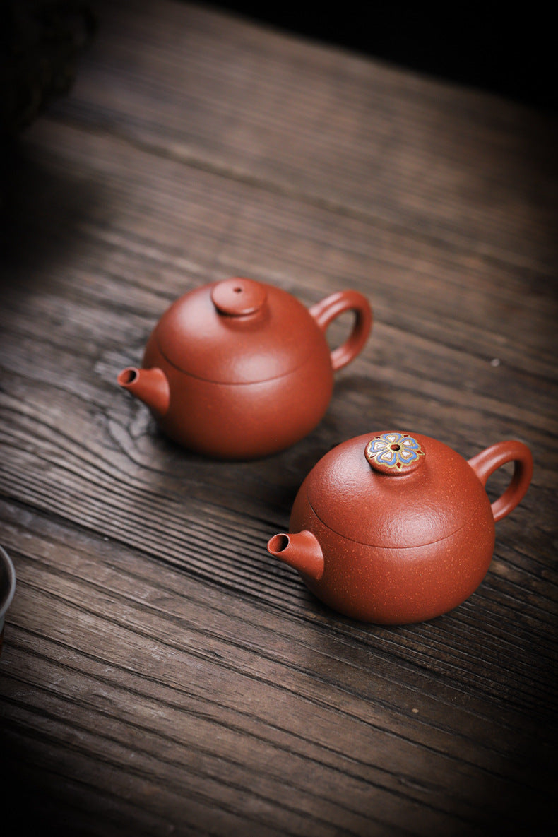 [Chingshui Tang 青水堂] Handmade Yixing Zisha Sandy Purple Clay Teapot – 90ml Handmade Original Ore Jiangpo Clay Bowl-Shaped Teapot, Thin Body with Built-in Filter, Gongfu Small Teaware